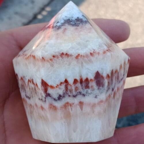 DHXYZB 180-220g natural Rhodochrosite quartz crystal stone rhodonite point Pagoda standing mineral pyramid tower reiki healing