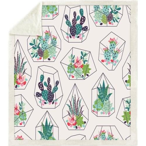 Sofa cushion Yoga mat Blanket Air Conditioner Blanket Thick Double-layer Plush 3D Digital Print Blanket Cactus