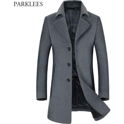 Lapel Long Mens Wool Coat 2020 Brand Warm Woolen Overcoat Men Casual Slim Fit Winter Coats Men Wool Trench Coat Overcoat Male