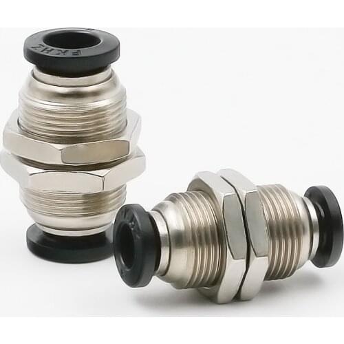 5pcs Air Pneumatic Fitting 6mm 8mm 10mm 12mm OD Hose Tube Straight Bulkhead Union One Touch Push Into Gas Connector Brass Quick