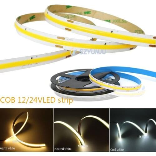 DC12V/24V High Density COB Led Flexible Strip Light warm white / Cool white/Neutral white for Cupboard Wardrobe Decor IP30