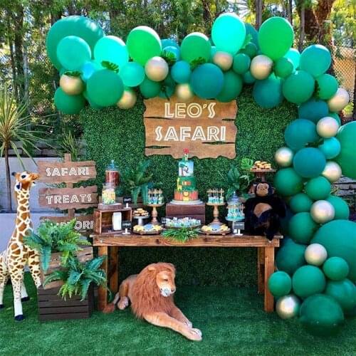 Green Balloon Garland Latex Balloon Arch Safari Jungle Hawaii Flamingo Party Wild One Birthday Party Decoration Kids Baby Shower