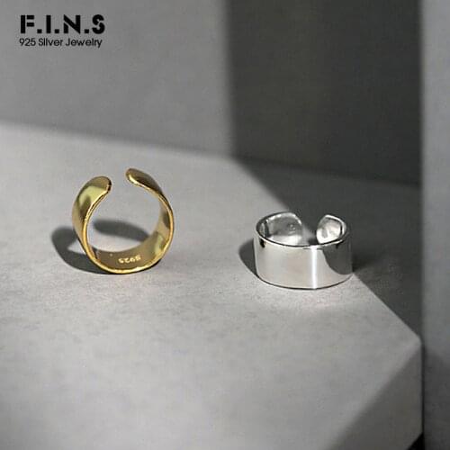 F.I.N.S 1Pc Korean Style Silver 925 Jewelry Ear Clip without Pierced Geometry Simple Ear Cuff 925 Sterling Silver Ear Buckle