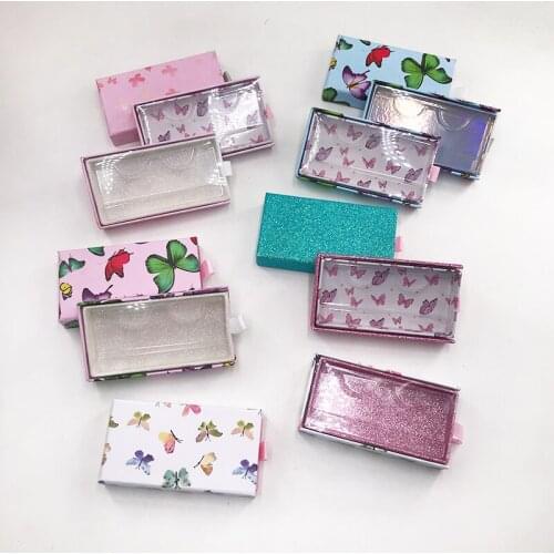 Mink eyelash vendor butterfly lash box for 16mm-27mm strip mink lashes custom private label packaging