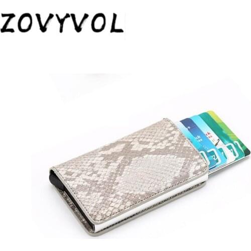 ZOVYVOL Anti Rfid Protection Men Women id Credit Card Holder Wallet Metal Leather Aluminum Business Bank Card Case Cardholder