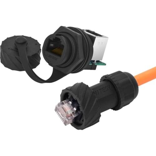 Lshitech Waterproof Industrial Cat5 8P8C Aviation Male Plug Female Socket Ethernet Network RJ45 Connector Adapter No Cable