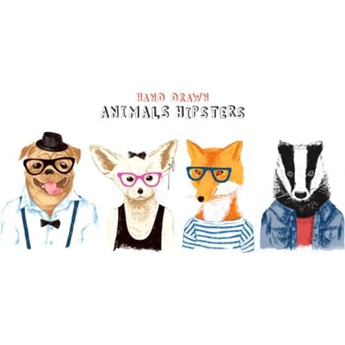 Cute Animal Avatar Wall Sticker Cartoon Portrait Wall Sticker Animal Picture Wall Sticker For Home Living Room Decoration
