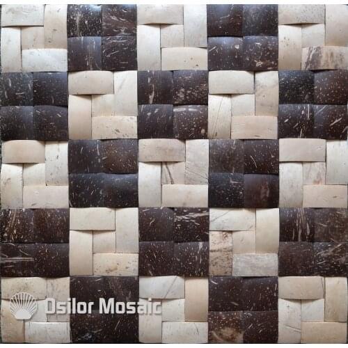 Mixed color natural 100% coconut shell mosaic tile for house decoration
