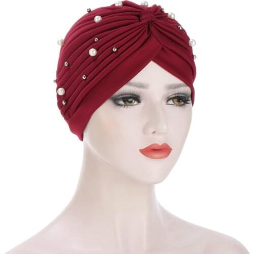 Muslim Women Headscarf Soft Cotton Beading Turban Crinkle Hijab Femme Musulman Islamic Wrap Head Ready to Wear Turbante Mujer