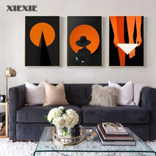 Orange Modern Abstract Painting Nordic Decoration Canvas Poster Decorative Print Minimalist Wall Art Picture Living Room Decor