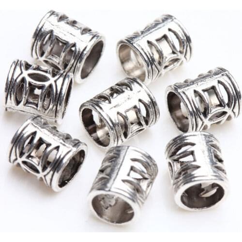 50/100PCS 7X6mm Metal Zinc Alloy Hollow Spacer Tube Beads For Jewelry Making Antique Silver Wholesale Diy Bracelet Accesories