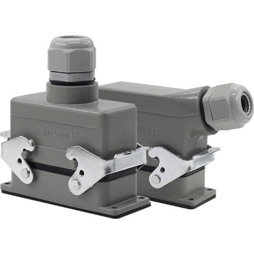 Rectangular Heavy Duty Connector HDC-HE-16 Core Industrial Waterproof Aviation Plug Socket 16A 500V Top Line And Lateral Line
