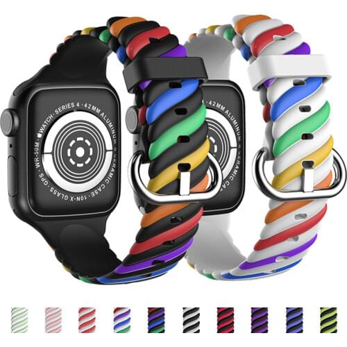New Silicone Sport Watch Band For Apple Watch 6/5/4 40mm 44mm Strap Soft Rubber Wristband For Iwatch 38mm 42mm 3/2/1 Bracelet