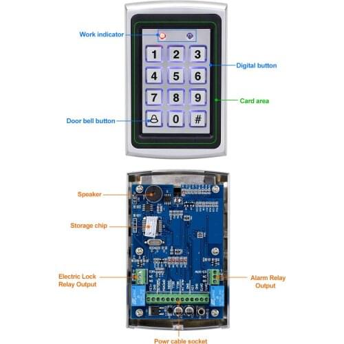 RF ID Metal Access Control Numeric Keypad With 1000 Users 125KHz Password Keypad Access Control