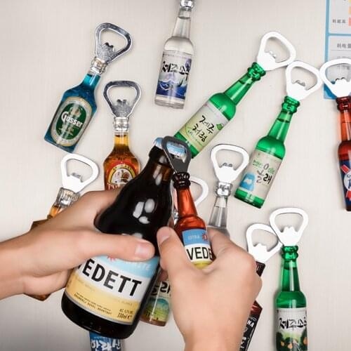 Creative Simulation Opener Refrigerator Beer Bottle Multifunctional Kitchen Sticker Decor Magnet Home Bar Accessories Decoration
