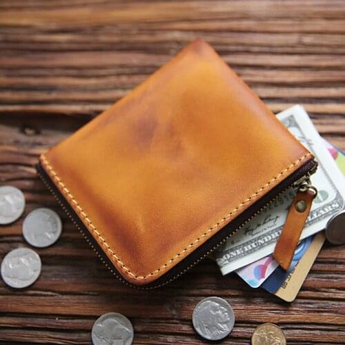 Vintage Retro Purse Holder Crazy Horse Leather Wallet Men Credit Card Holder Coin Pouches