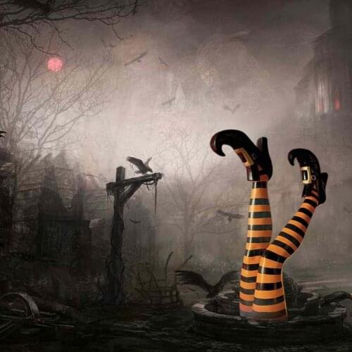 1 Pair HALLOWEEN Witch Legs Vibrant Color Ornamental Fabric Holiday Striped Legs Decorations Home Decor