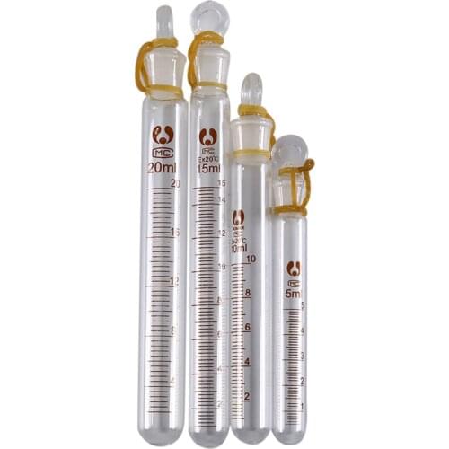 1pc Glass Tube Round Bottom With Stopper 5/10/15/20ml Clear Glass Test Tube Glassware Graduated School Lab Supplies