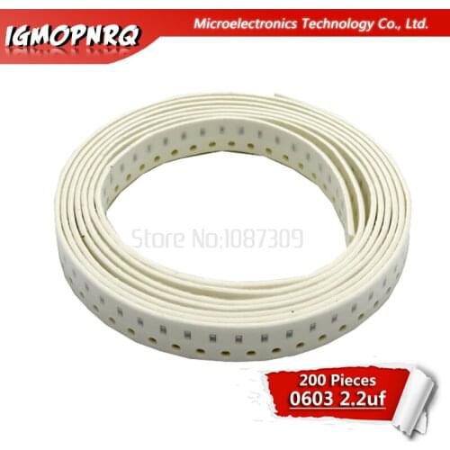 200pcs 2.2uF X5R Error 10% 16V 0603 225 SMD Thick Film Chip Multilayer Ceramic Capacitor