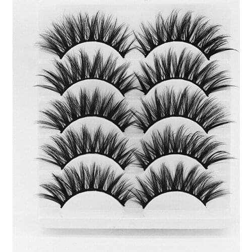 5 Pairs Eyelashes False Eyelash Handmade Crossing False Eyelashes Long Black Soft Fake Eyelashes Extension Big Eyes DOCOCER