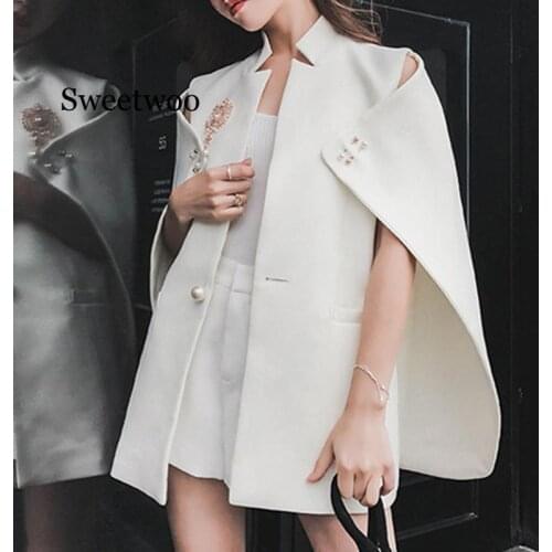 New Spring Summer Stand Collar Solid Color Single Button Blazer Women Vintage Loose Temperament Fashion Shawl