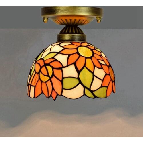 European-Style 8-Inch 20cm Tiffany Colored Glass Corridor Corridor Balcony Small Ceiling Lamp Taiyanghua Glass Lamp