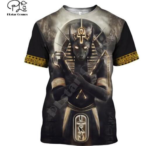 PLstar CosmosHorus Ancient Horus Egyptian God Eye of Egypt Pharaoh Anubis face 3dPrint T-shirt Men/Women Unisex Streetwear S-2