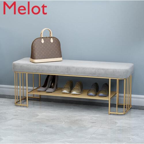 Customized European-Style Iron Shoe Changing Stool Home Doorway Bedroom Tailstock Light Luxury Sitting Shoe Cabinet Footstool