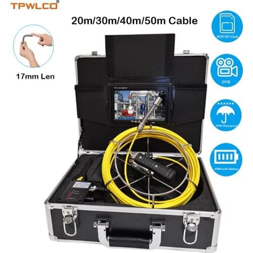 Sewer Camera Recorder Endoscope Inspection System With 7inch Monitor 17mm Len 20-50m Cable With DVR Function Video Camera