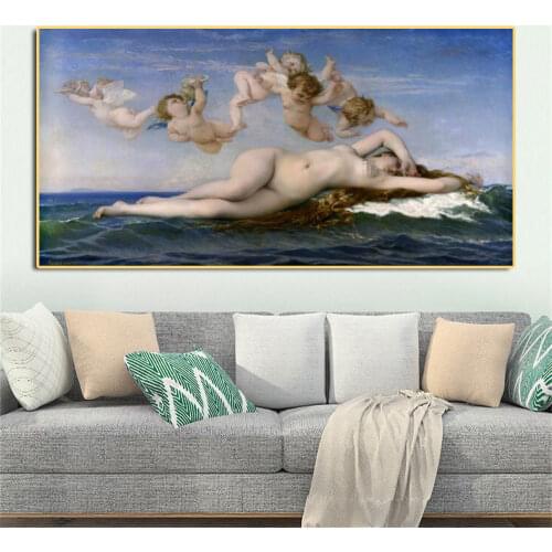 Canvas Prints Painting Famous the Birth of Venus by Alexandre Cabanel Poster for Scandinavian Living Room Home Wall Decoration