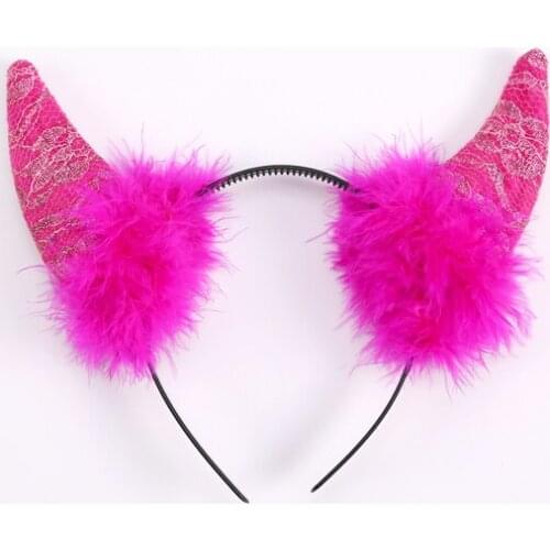3pcs Wedding events Pink red devil horn headband Birthday bachelorette hen marriage event party supplies halloween hair band