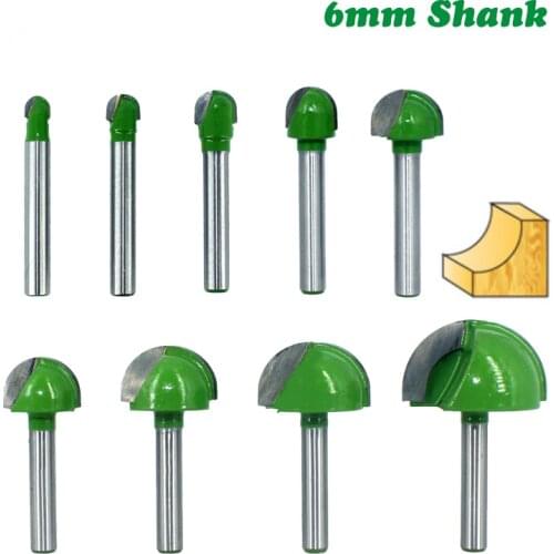1pc 6mm Shank Ball Nose End Mill Round Nose Cove CNC Milling Bit Radius Core Box Solid Carbide Router Bit Tools