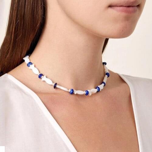 Exquisite Stone Short Necklace Bohemian Classic White Blue Strand Charm Choker Fashion Statement Colar Feminino Christmas Gift