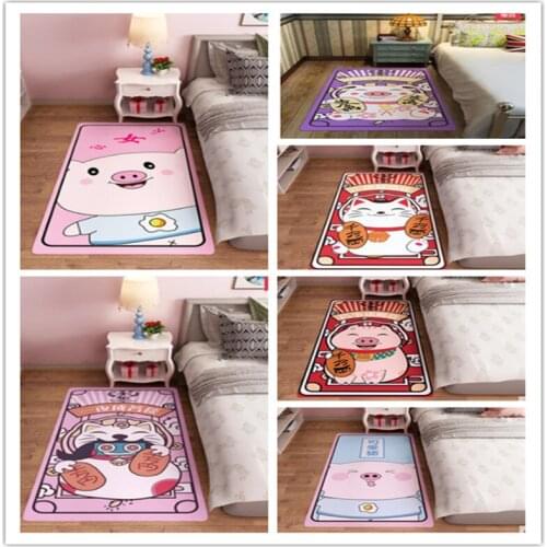 Japanese bedroom mats ins pink girl bedside carpet princess pink cute pig mat living room coffee table mat cat long rug CL0328