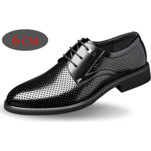 Summer Men Sandals Increase 6 CM Plus Size Mens Formal Business Leather Shoes Hollow Out Male Groom Oxford