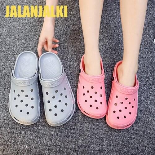 JALANJALKI Summer Men Slippers Outdoor Beach Hot Weather Women Sandal Couple Fashion Clogs Quick Dry Bathroom Casual shoes