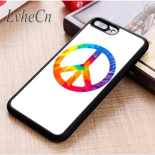 LvheCn Tie Dye Peace Sign phone Case cover For iPhone 6 6S 7 8 X XR XS max 5 5S SE Samsung Galaxy S5 S6 S7 edge S8 S9 Plus