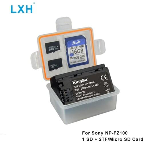 LXH Camera Battery Case Waterproof SD TF MSD Card Storage Box For Sony NP-FZ100 Battery For Sony A9/A7R III/A7 III/ILCE-9