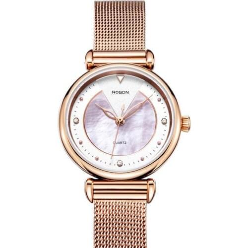 Luxury Brand ROSDN 6 mm Ultra-thin Womens Watches Japan Quartz Movement Sapphire Watch Lady 50M Waterproof Diamond Watch R3228