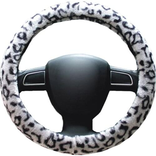 Fashion Leopard Print Car Accessories Steering Wheel Cover for Most Steering-Wheel Soft 37-38 CM 14.6 "-15" Braid on HandBar