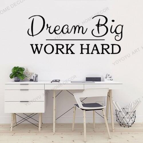 Motivational Dream Big Work Hard Office Phrase Vinyl Wall Sticker Wall Decals For Office Kids Room Wallpaper Poster Decor rb702