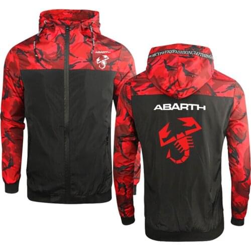 Spring Autumn new Mens Hoodies Abarth car logo printing Camouflage Sweatshirt Fashion Mens Zip Jacket hoodie clothing