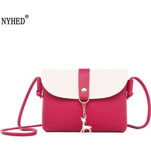 NYHED Girls Small Messenger Bag Panel Pu Women Handbags Cute Color Small Purses Bag