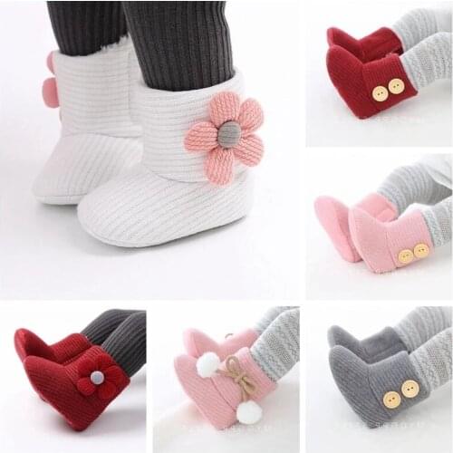 Toddler Newborn Baby Crawling Shoes Booties Boy Girl Slippers Prewalker Trainers Fur Winter Flower First Walker
