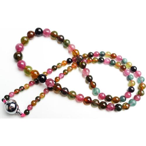 Genuine Natural Colorful Tourmaline Crystal Necklace 5/12mm Clear Abacus Round Beads Woman Rare Pendant Beads AAAAAAA