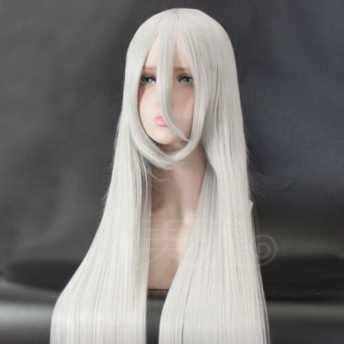 Game NieR Automata YoRHa Type A No.2 A2 Cosplay Wigs Silver White Long straight Heat Resistant Synthetic Hair Wigs + Wig Cap