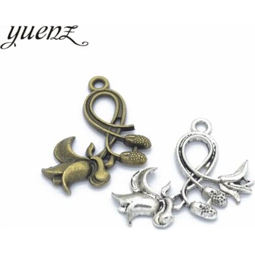 YuenZ 5pcs Alloy Charms Antique Silver color flower Pendants Jewelry Findings For DIY Handmade Jewelry Making 31*27mm Q134
