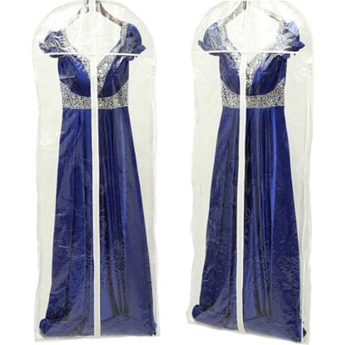 Transparent Women Robe Wedding Dress Dust Bag Custom Logo Case Clothes Storage Bag Water Dust Proof Cover PVC Hanging Organizers