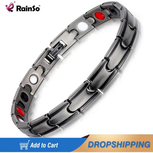 RainSo Titanium Link Chaim Magnetic Charm Bracelets For Women Health Care Elements Bio Energy Therapy Jewelry 2021 Dropshipping