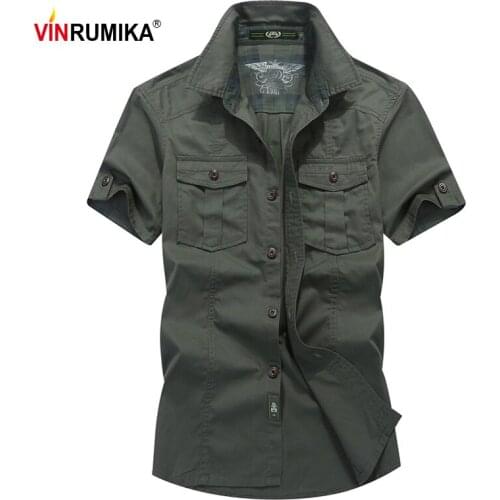 Plus Size M-6XL 2020 Summer Men Europe Casual Style Army Green Loose Short Sleeve Shirt Man 100% Cotton Khaki Shirts 4XL 5XL 6XL